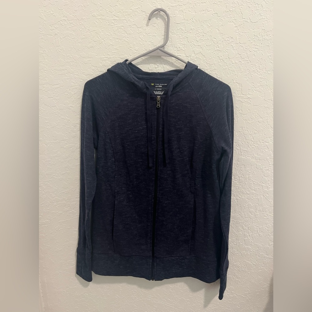Women's Tek Gear Hooded Jacket. Size Small and Navy Blue Color.